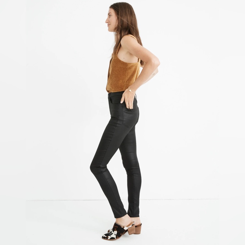 NWOT Madewell black coated denim skinny jeans